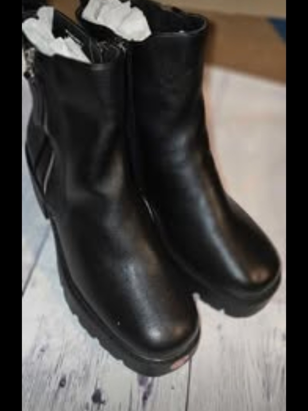 Womens Black Leather Ankle Boots Combat - Classic Style